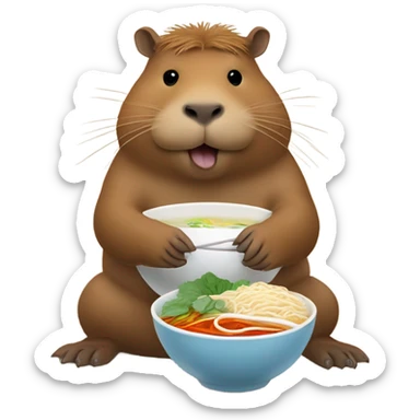 capybara eating pho sticker