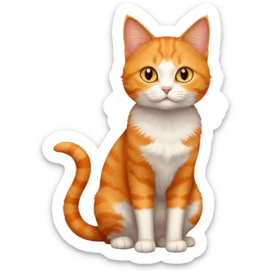 full body orange domestic shorthair slim cat with yellow/orange eyes  sticker