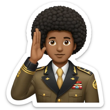 A black man with an afro saluting   sticker