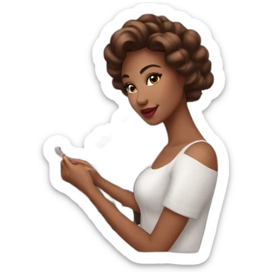 A beautiful woman making up with cosmetics sticker