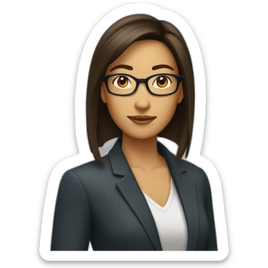 Femme brune coupe au carré, avec lunettes carré sticker