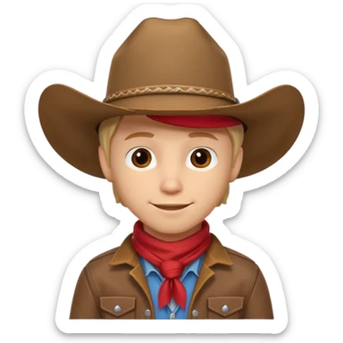 cute cowboy portrait, head and shoulders only, cowboy hat, bandana, western jacket, confident smile, 3D cartoon, mobile game icon style, clean background, no text, no watermark
 sticker