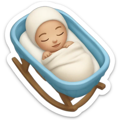 light skin blue eyes newborn sleeping in cradle sticker