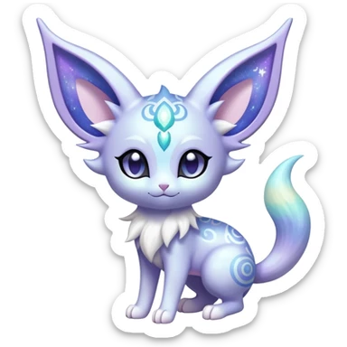 Shiny Exotic Cute Adorable Majestic Ethereal Sparkly Espeon-Meowstic-Hybrid-Creature with pattern-markings sticker