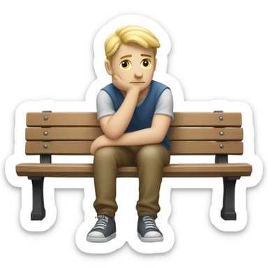 whirte skin person thinking on bench sticker