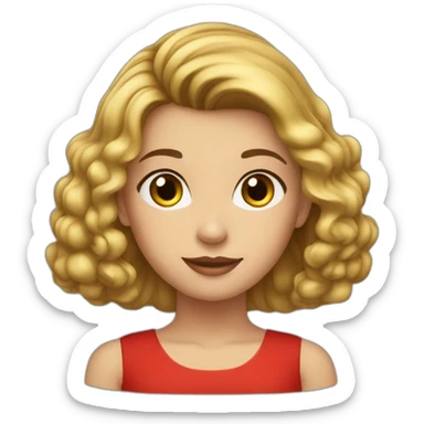 Fair-skin-elegant-girl-in-red-top-with-long-dark-hair sticker