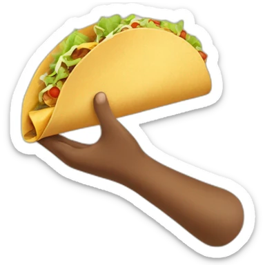 A hand holding a whole tortilla of a taco. sticker