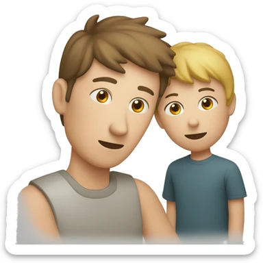 parent watching after son white skin cicrle icon sticker