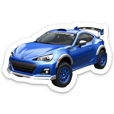Rally race car Widened Long wheelbase widened pearly midnight satin dark blue  2025 Subaru brz off-road racer chrome nerf bars,side steps mounted under-door-sill climbing rock sliders, and matte silver wheels  sticker