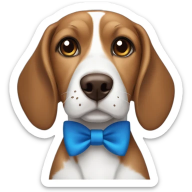 Brown and white Beagle dog with blue bowtie sticker