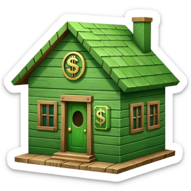 a house with a dollar sign in the middle sticker