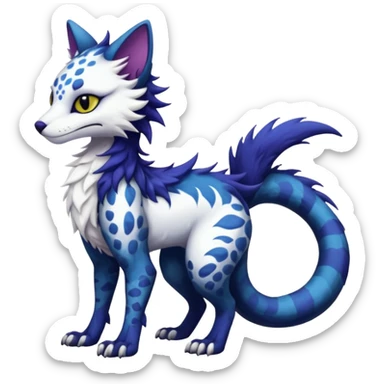 Kawaii dark edgy fantasy feline-vernid-sergal-fursona animal creature with a tufted tail full body with intricate markings  sticker