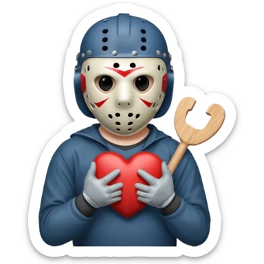 Jason Voorhees, looking cute, heart gesture with hands sticker