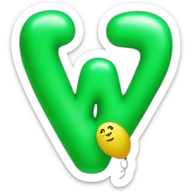 The letter W in a green shaped ballon sticker