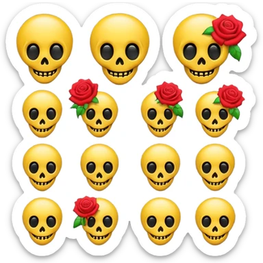 Pilot emoji alien emoji ghost emoji skull emoji wet rose emoji laughing emoji sticker