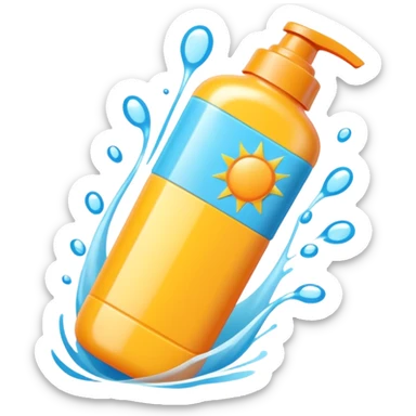 sunscreen bottle object icon, summer pool accessory, smooth packaging, bright colors, 3D cartoon, mobile game icon style, centered, clean background, no text, no watermark
 sticker