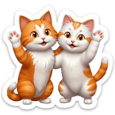 Very happy cat high-fiving another cat friend sticker