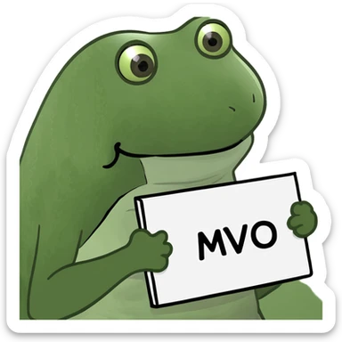 bufo frog emoji holding a sign that says 'mvo' sticker