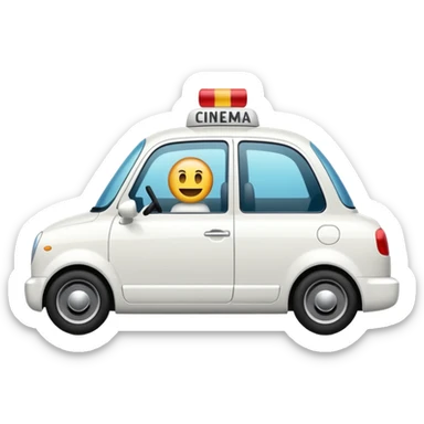 Auto blanco yendo al cine sticker