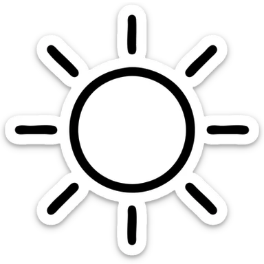 stylized icon of glowing core or sun, with soft rays, symbolizing feeling of being deeply fulfilled, modern icon style sticker