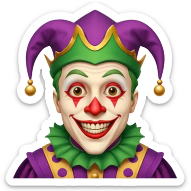 crazy funny colorful human jolly joker, medieval, vintage, court jester, mac os icon sticker