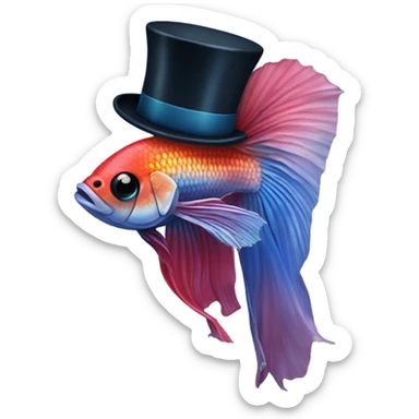 Betta fish in top hat sticker