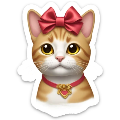 Cat with a bow on its head sticker