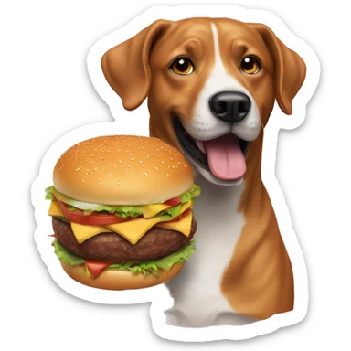 dog happy burger sticker