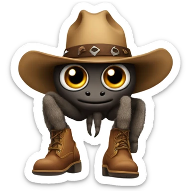 Tarantula in a cowboy hat with boots on each leg sticker