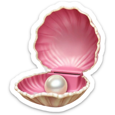 Pretty Pink shell with pearl inside the open hinged shell sticker