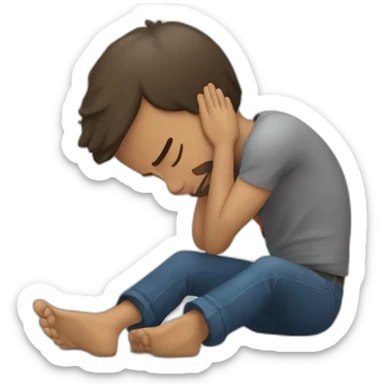 man prostrates himself asking for help sticker