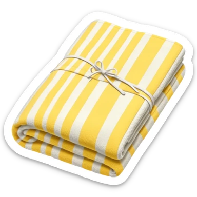 a cozy yellow and ivory striped towel, neatly folded sticker