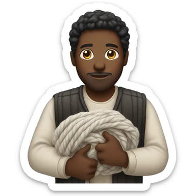 Black man holding wool sticker