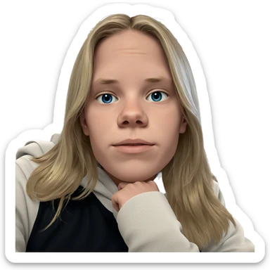 blonde boy indoors looking serious sticker