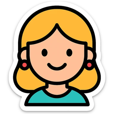 color outline icon of a smiling girl with earrings sticker