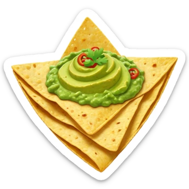 Tortilla chip with green guacamole on it  sticker