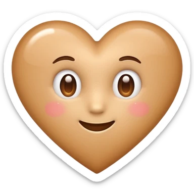 Cute light brown heart emoji sticker