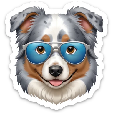 blue merle australian shepherd with cool sunglasses sticker