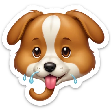 Dog licking tail sticker