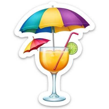 Tropical cocktail with umbrella stirrer sticker