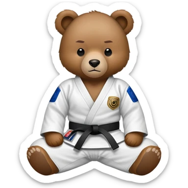 Good luck bear wearing a jiu jitsu gi sticker