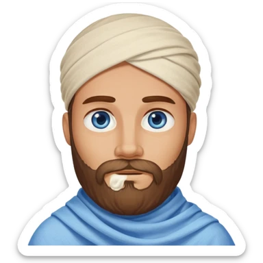 blue eyed desert bearded man cowered with creme cloth sticker