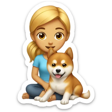 Girl with shiba inu dog sticker
