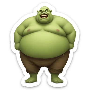 fat ogre rubbing belly sticker