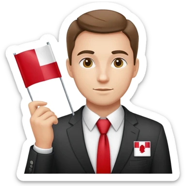 tie man with polish flag holding sticker