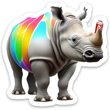 rhino wearing a bikini drinking soda  sticker