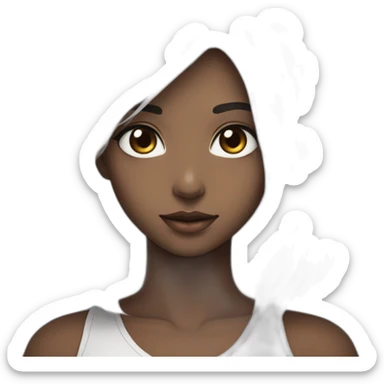 estilo anime, orelhas de coelho branca, cabelo preto, heterocromia sticker