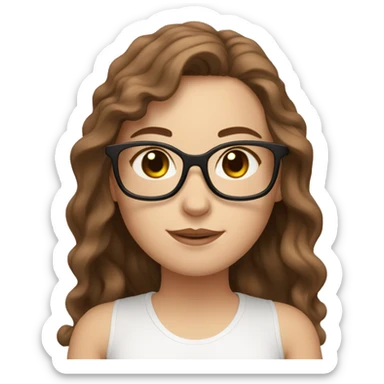 White girl with wavy brown hair, brown eyes and black glasses doing yoga sticker
