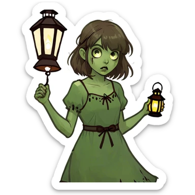 girl zombie with brown hair and bangs emoji sticker