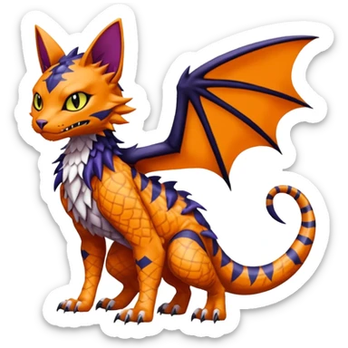 with red markings, scaley scaly batty feline-like quadrupedal digitigrade furry feral Bastet-Noibat-Gatomon-Garchomp-Digimon-Fakémon-Pokémon-creature (full body) sticker